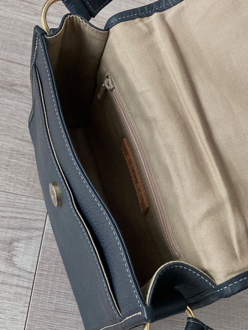 SOMES ソメス ミニショルダーバッグ ネイビー シボ革