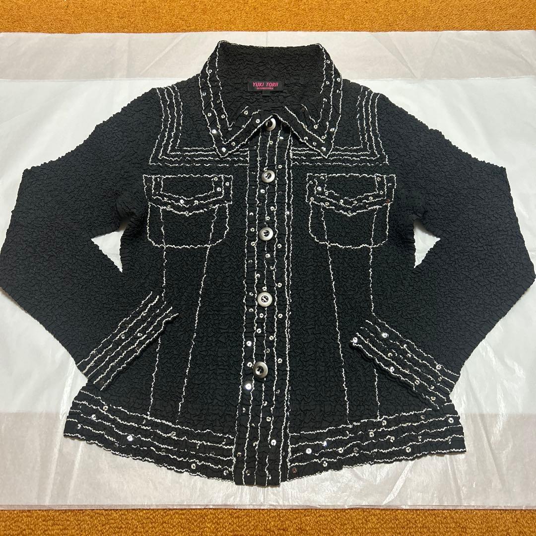 ユキトリイ　YUKI TORI ジャケット　ブラウス Gプリーツ　黒
