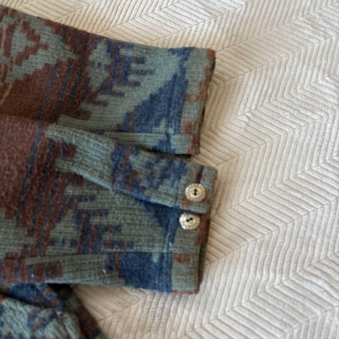 Wataru MiiウールジャケットL ネイティブ柄　銀B