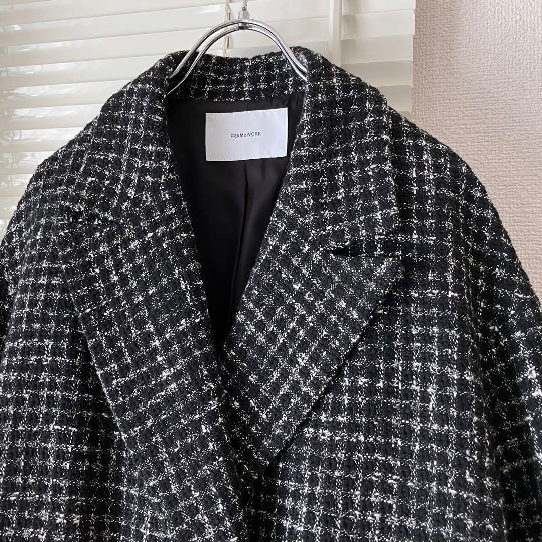 【美品】FRAMeWORK ツィードダブルブレストジャケット コート