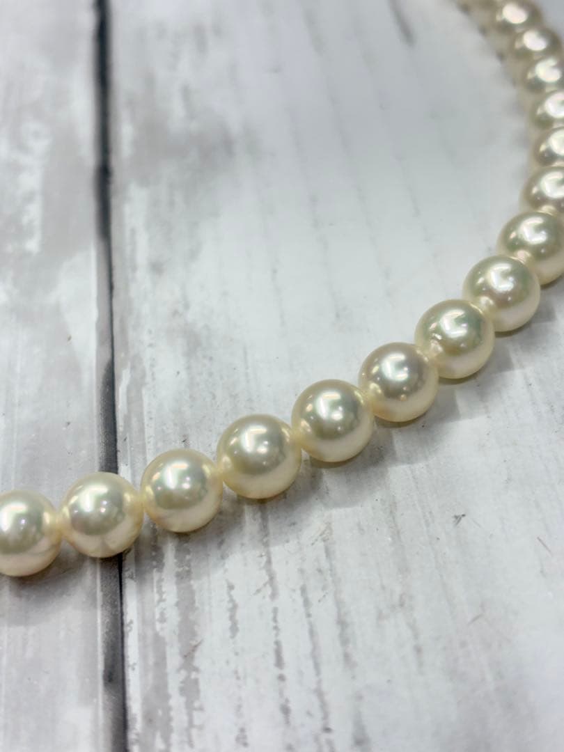 アコヤ養殖真珠　パールネックレス　7.5−8mm ラウンドシェイプ　鑑別書付き
