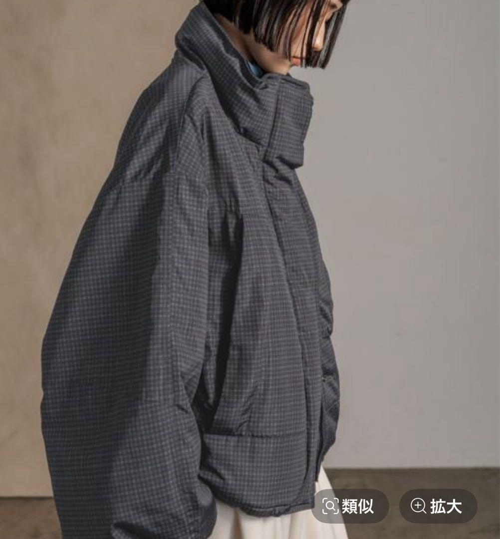 ローリーズファーム　チェックモンスターショートコート　グレー