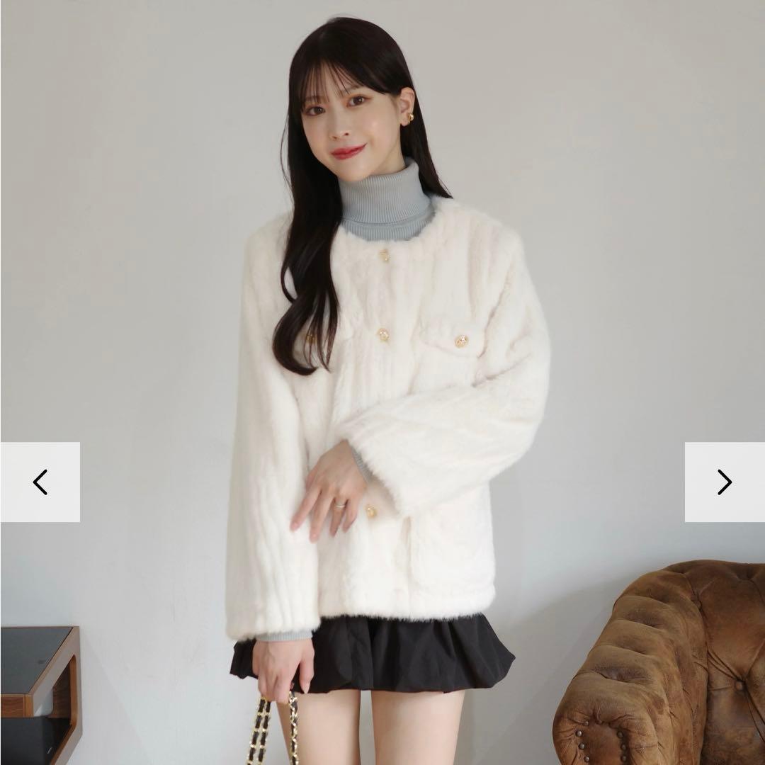 Maison De Lyla ノーカラーファーコート