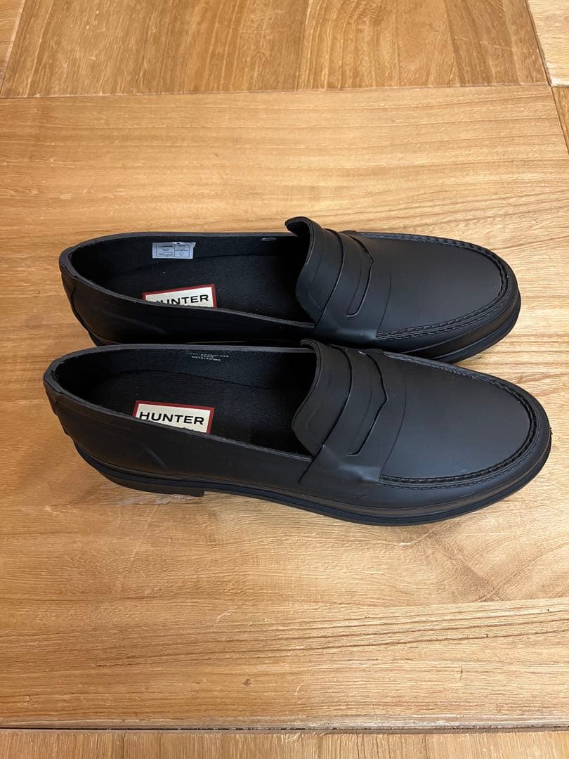 新品未使用　HUNTER メンズ　ローファー　レインシューズ　ブラック　UK7