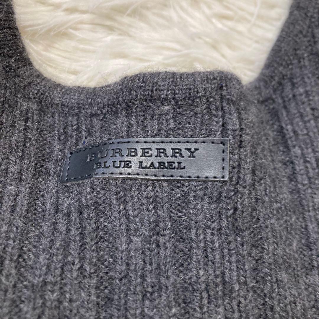 バーバリーブルーレーベル　ウール　ワンピース　リブ　ノースリーブ　銀ボタン　38