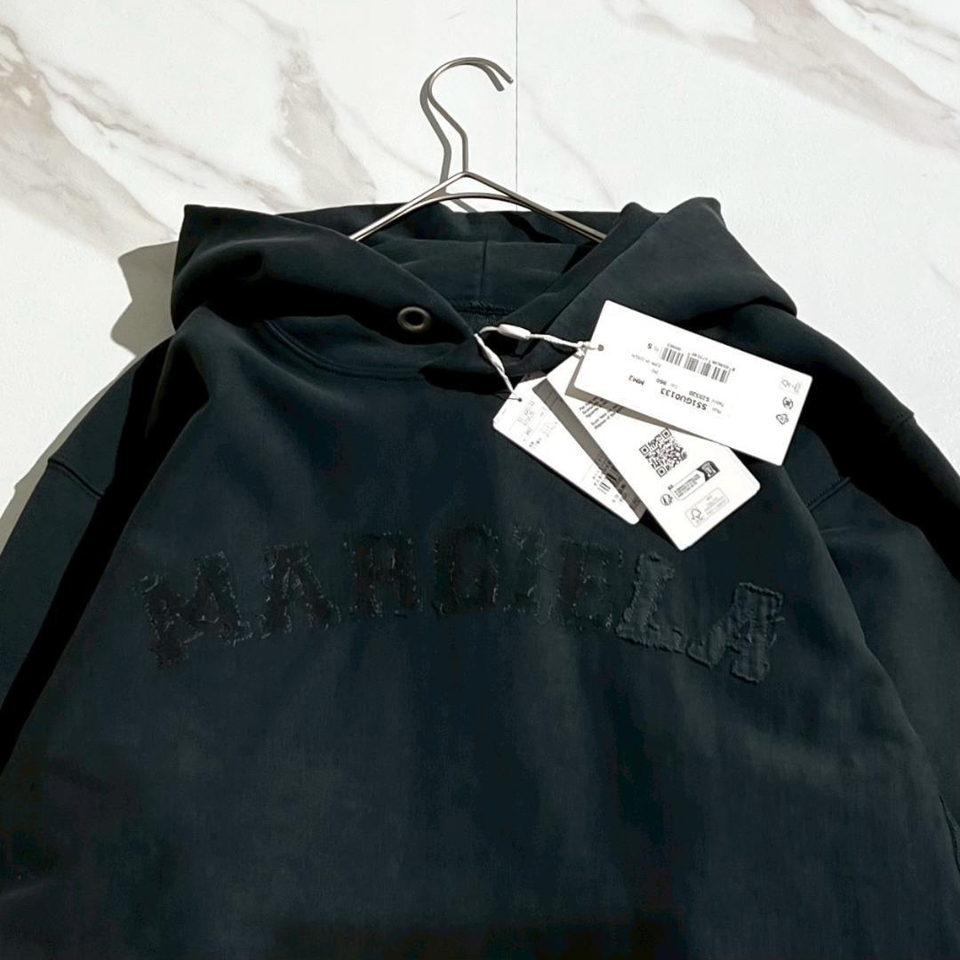 24aw　未使用　メゾンマルジェラ　クロップドフーディ　ロゴ刺繍　トロンプルイユ