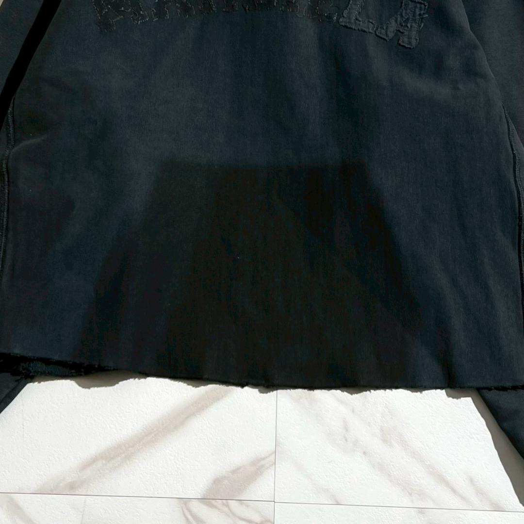 24aw　未使用　メゾンマルジェラ　クロップドフーディ　ロゴ刺繍　トロンプルイユ