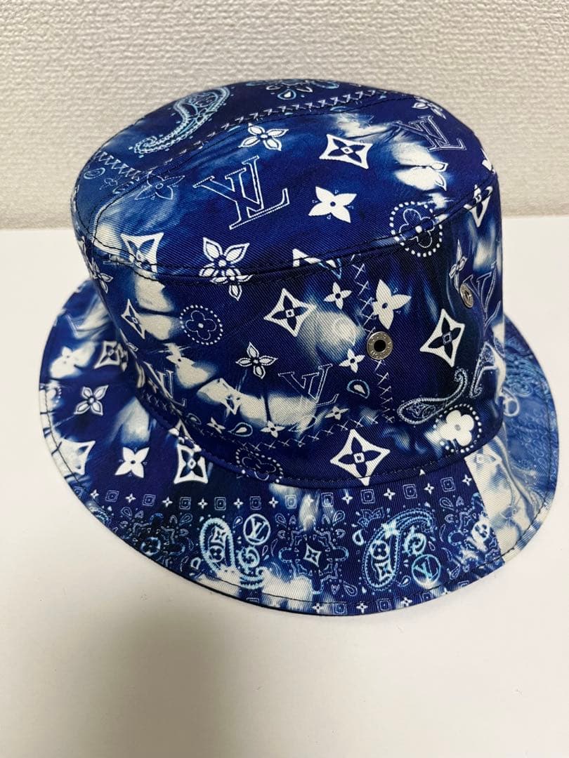 美品　ルイヴィトン バケハ　リバーシブル　ブルー　ネイビー