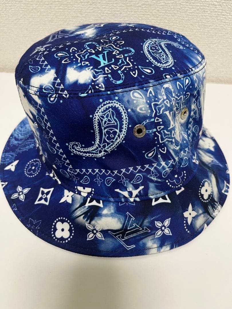 美品　ルイヴィトン バケハ　リバーシブル　ブルー　ネイビー