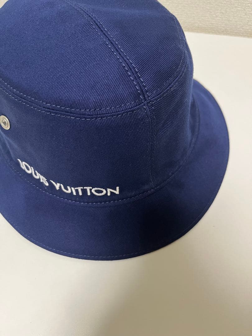 美品　ルイヴィトン バケハ　リバーシブル　ブルー　ネイビー