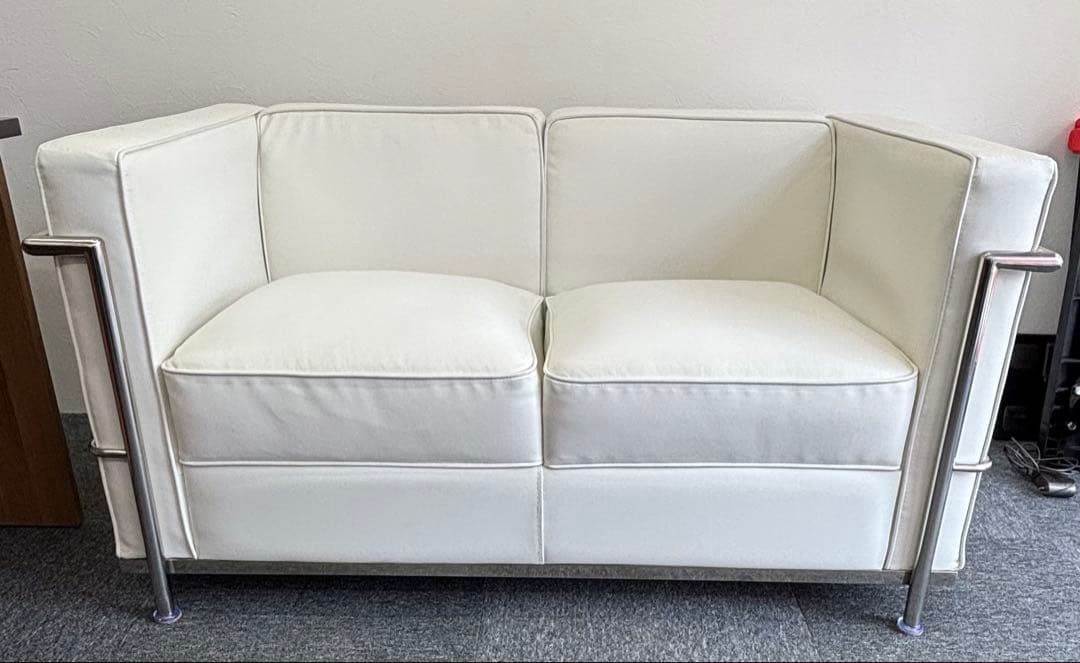 ル・コルビジェ リプロダクト 2人掛け LC2 ソファ ホワイトレザー