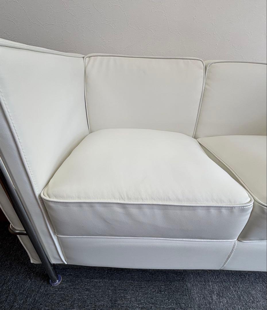 ル・コルビジェ リプロダクト 2人掛け LC2 ソファ ホワイトレザー