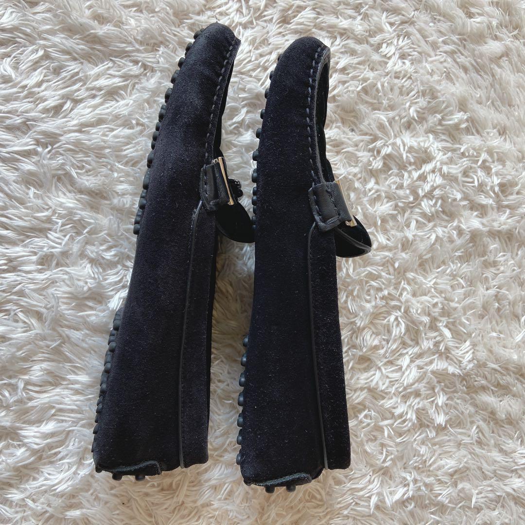 トッズ　ダブルTドライバーズシューズ　黒　スウェード　37 1/2 フラット　銀