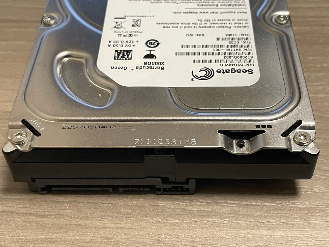 【検証済】Seagate 2TB HDD ST2000DL003 保守・ドナー用