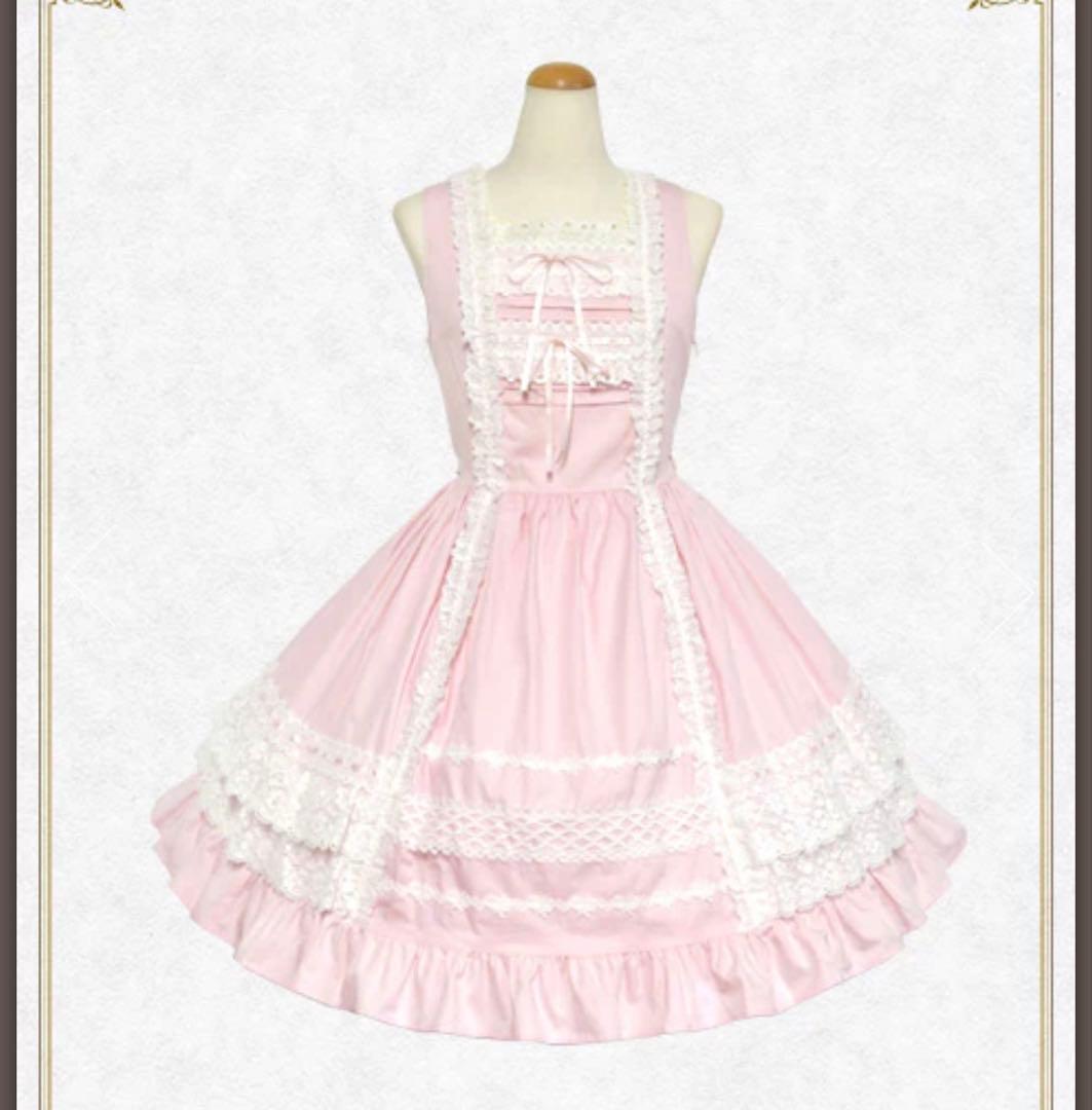 レースフリルジャンパースカート ピンク