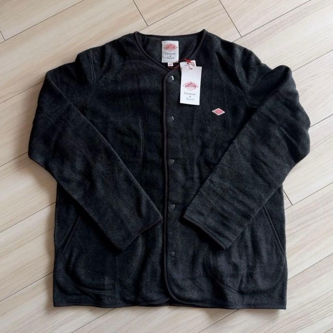 未使用　ダントン フリース ノーカラージャケット チャコールグレー42
