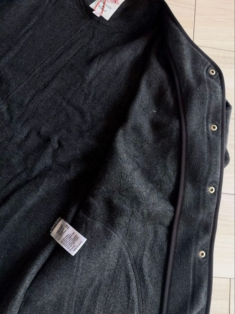 未使用　ダントン フリース ノーカラージャケット チャコールグレー42