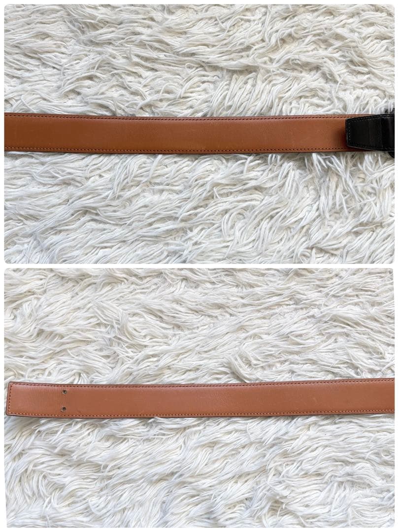 HERMES 馬車ロゴ レディース　ゴールド金具 刻印 仏製 ベルト　60