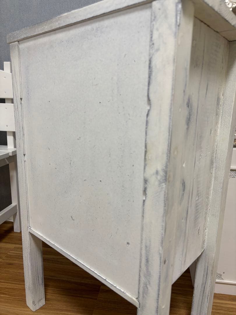 ホワイト木製チェスト 3引き出し アンティーク風