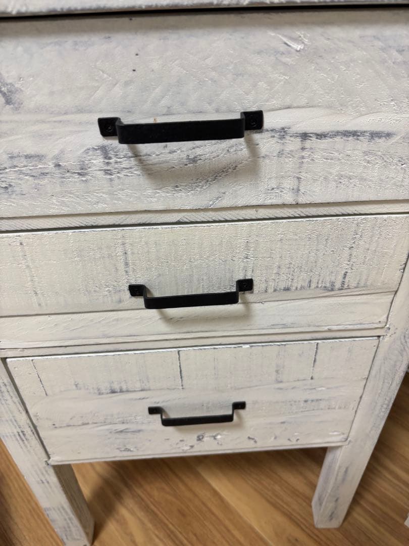 ホワイト木製チェスト 3引き出し アンティーク風