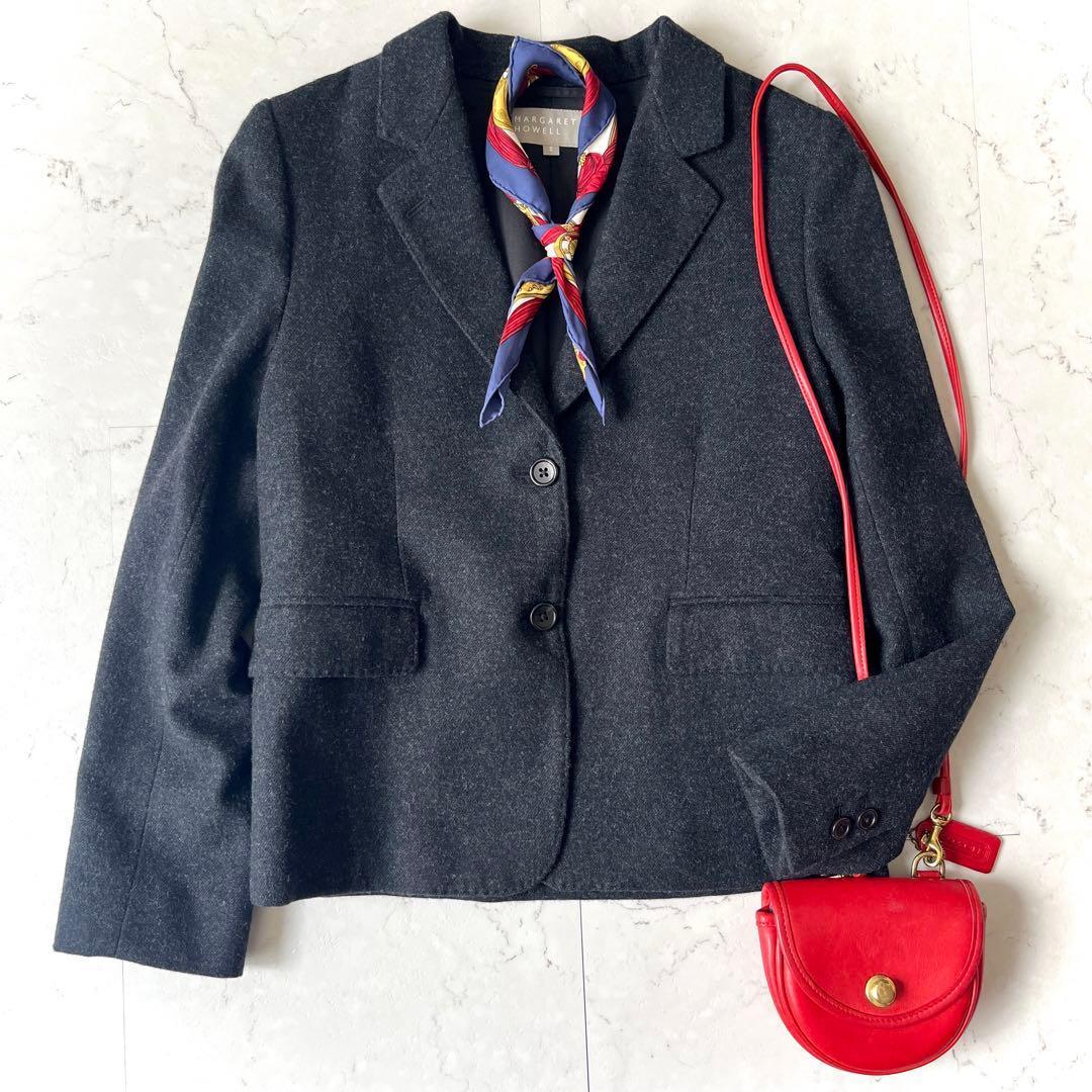 美品 マーガレットハウエル 日本製 ウール ショート丈 テーラード ジャケット