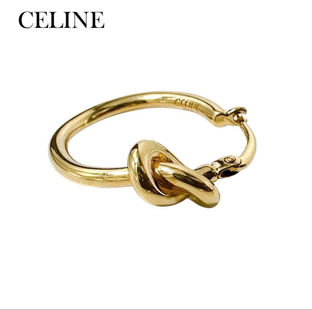 CELINE ノット スモールフープ ゴールド 片耳 ピアス