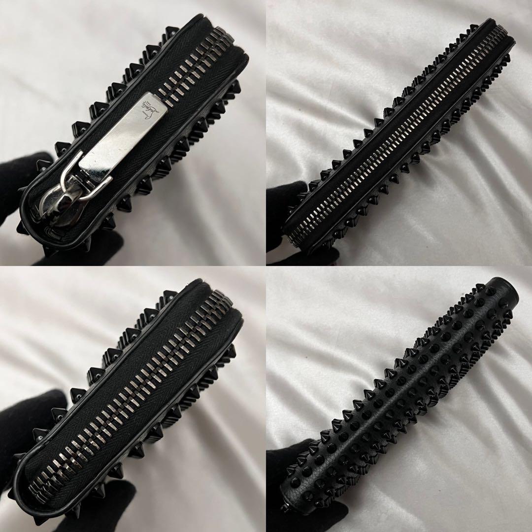 ◇箱・袋付き極美品◇ルブタン　パネトーネ　スパイクスタッズ長財布　ブラック