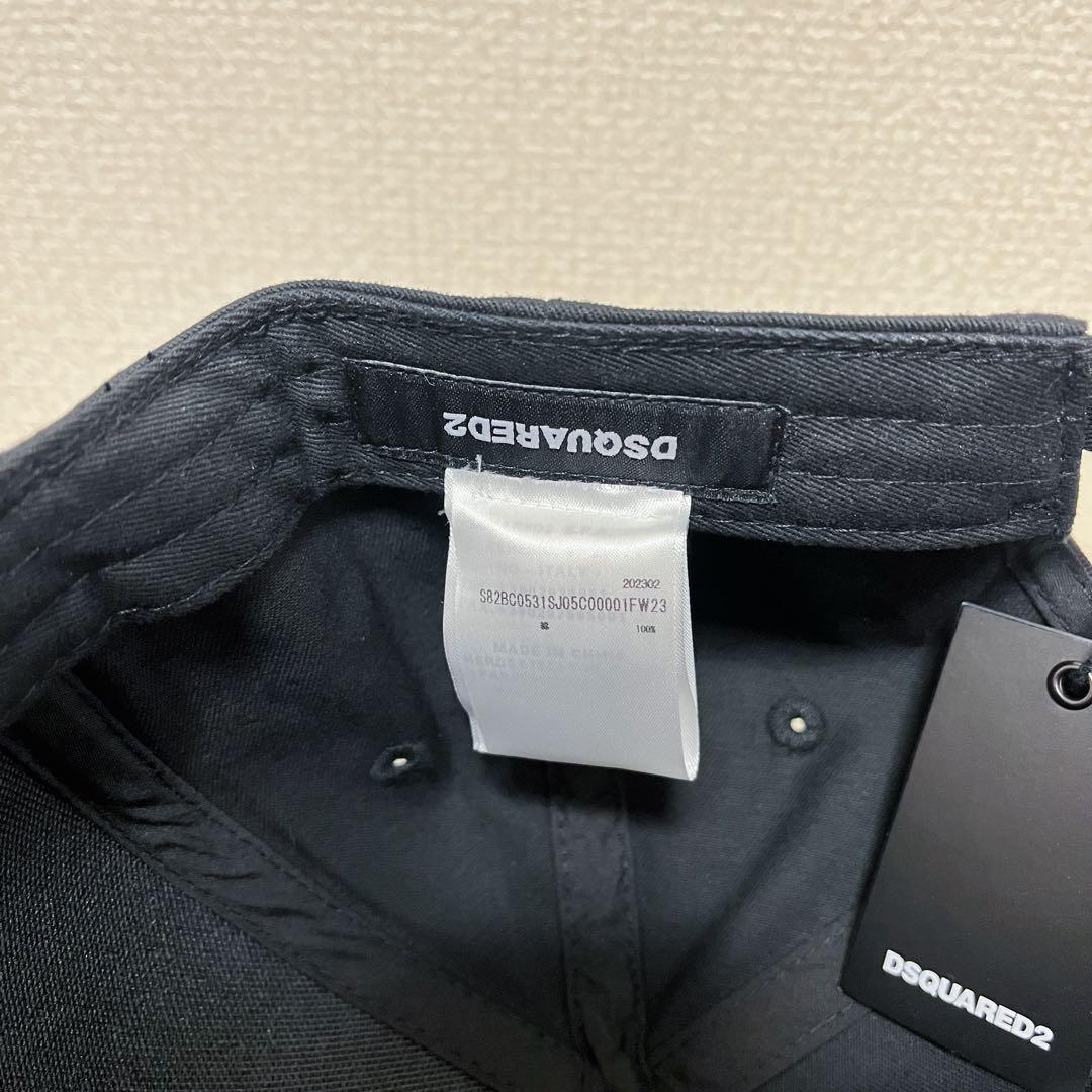 新品 DSQUARED2 ダメージ加工 黒x黒 ロゴ キャップ 帽子