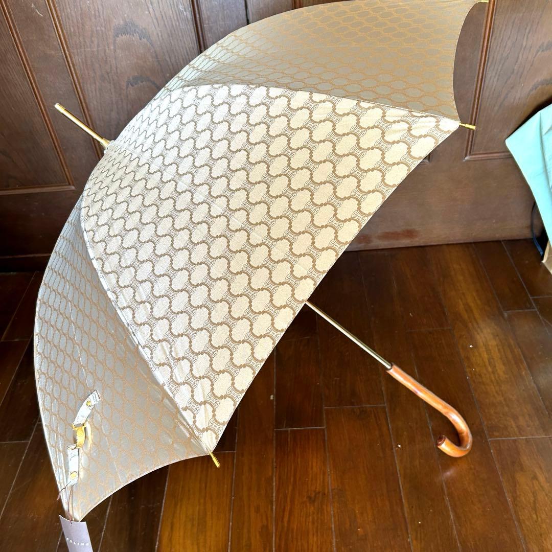 CELINE セリーヌ 日傘 雨傘パラソル トリオンフ柄ゴールド金具タグ付　新品