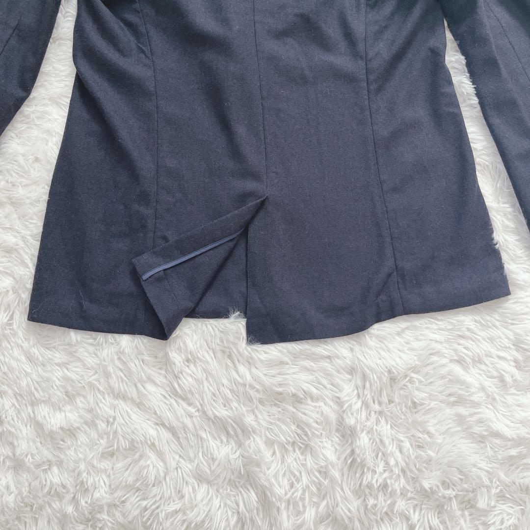 希少　ヤントル　ノーカラー　ジャケット　ネイビー