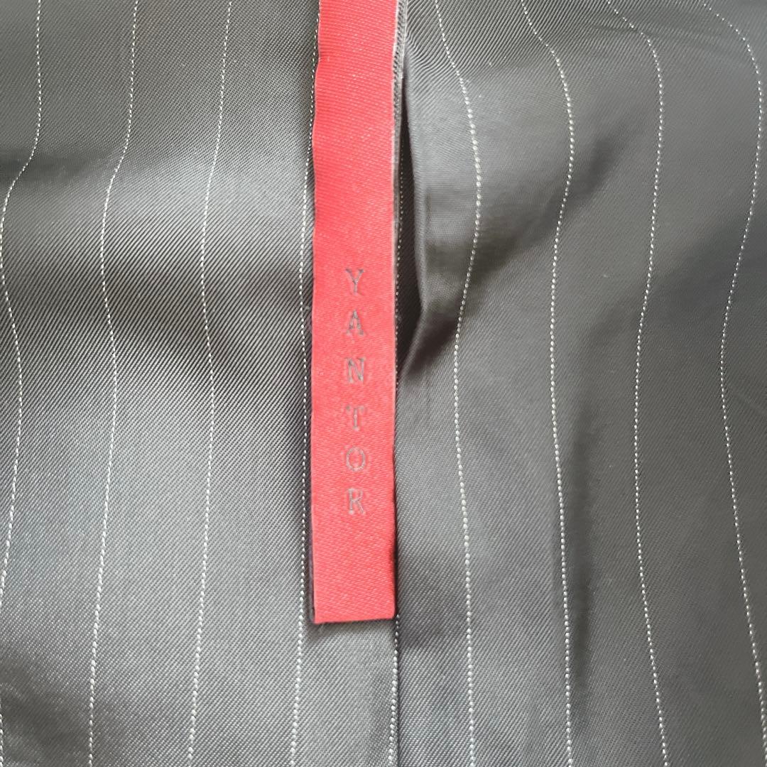 希少　ヤントル　ノーカラー　ジャケット　ネイビー