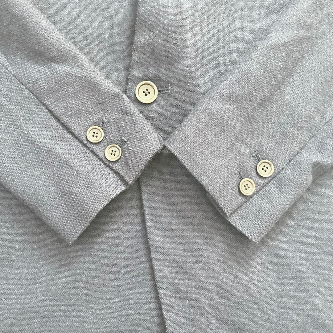 希少　ヤントル　ノーカラー　ジャケット　ネイビー