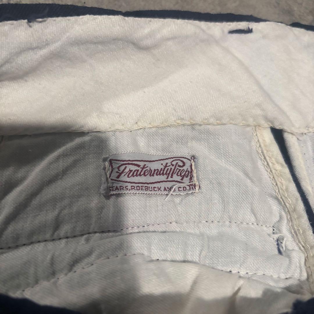 50s 60s レーヨンギャバジンスラックス ネイビー 紺 vintage