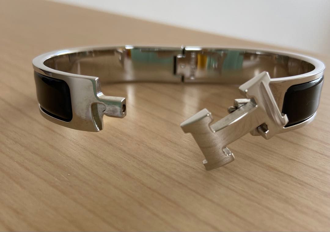 エルメス ブレスレット バングル クリックH ブラック シルバー HERMES