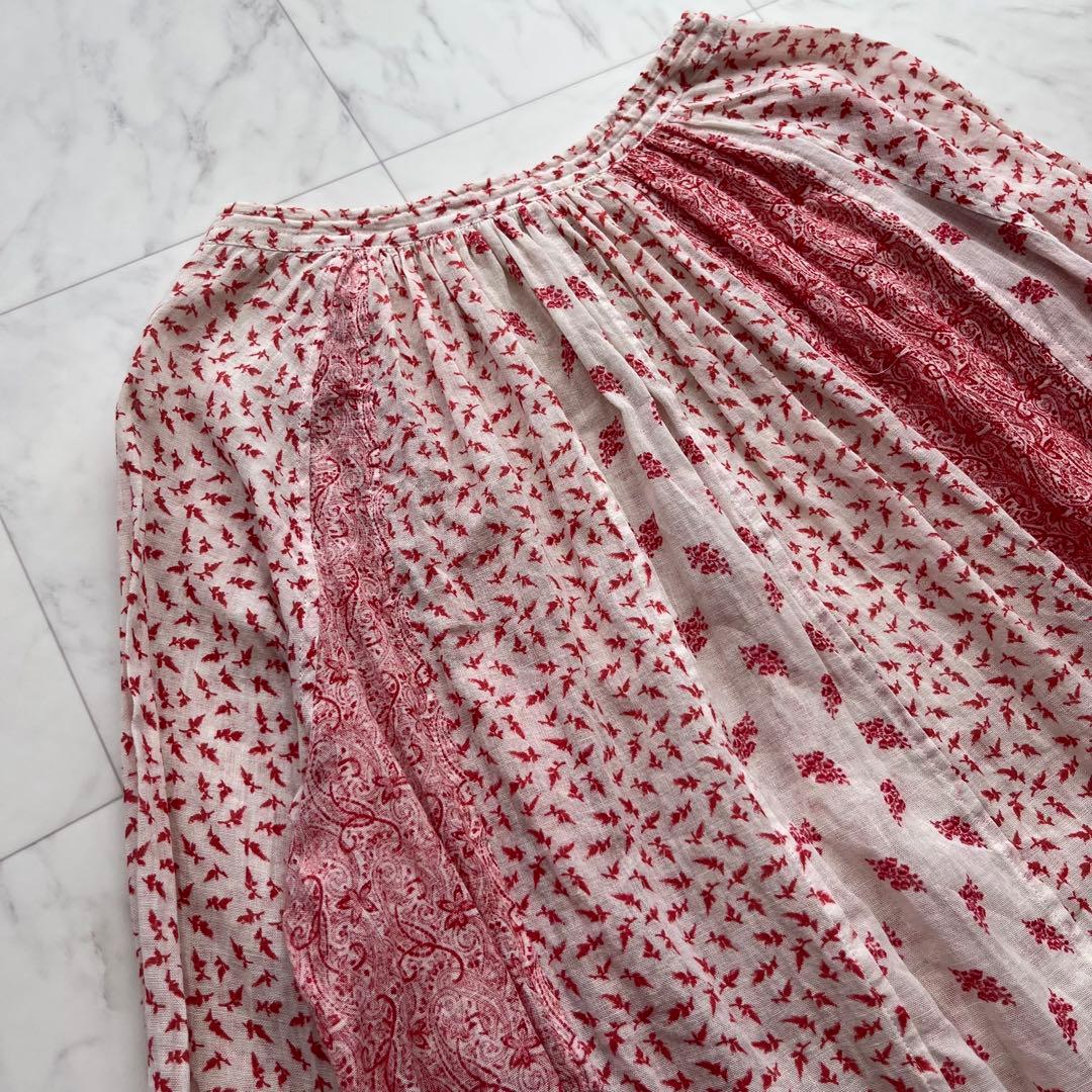 45R 小花柄 ×ペイズリー柄　パッチワーク チュニック コットン　日本製