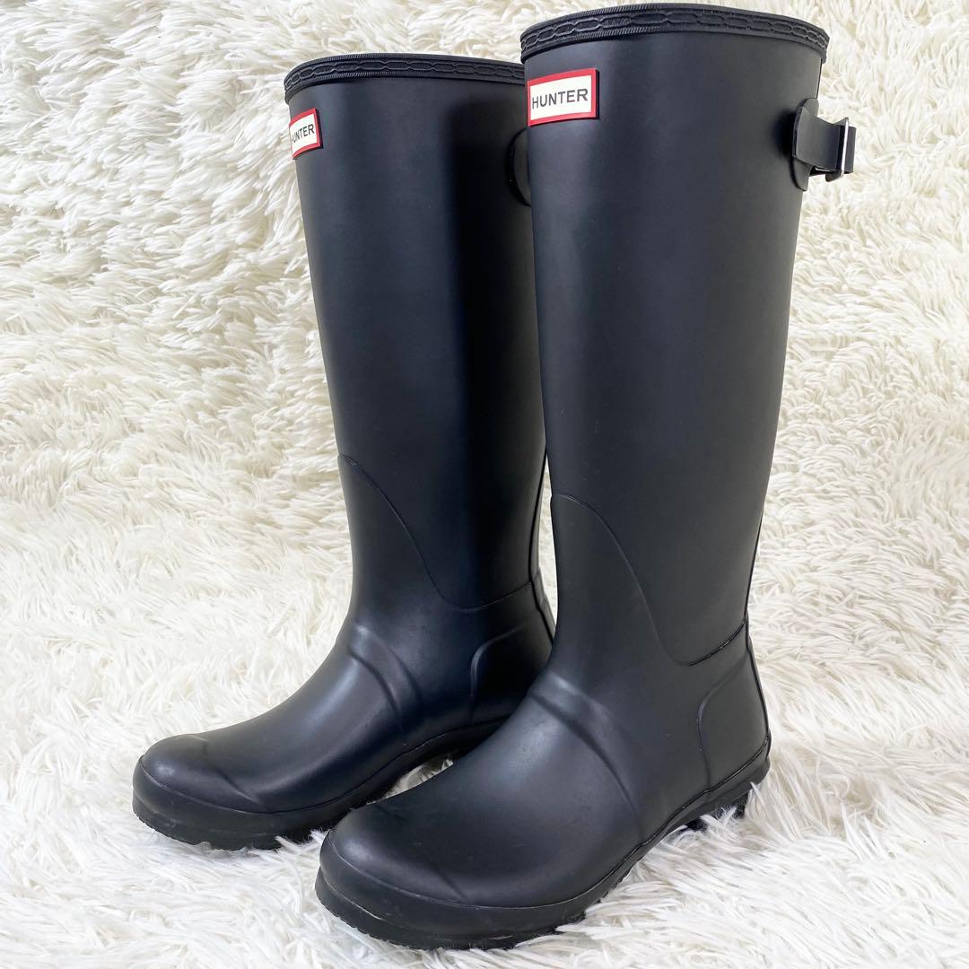 美品　HUNTER ハンター　レインブーツ　ロングブーツ　シューズ　雨　長靴　黒
