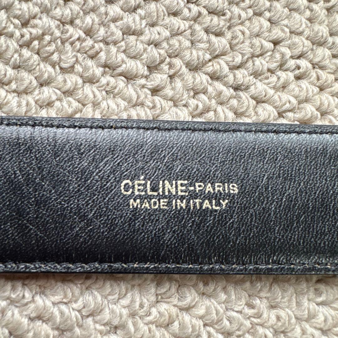 セリーヌ　ブラックレザー ベルト ゴールドバックル/CELINE