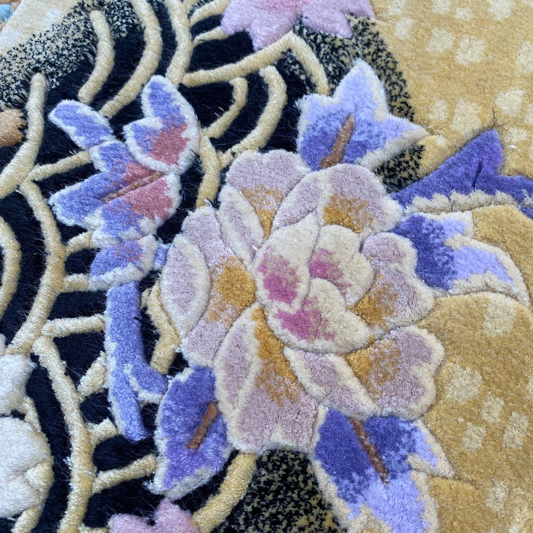 【未使用】中国段通 シルク100％ タグ付き 手織り絨毯 カーペット120段