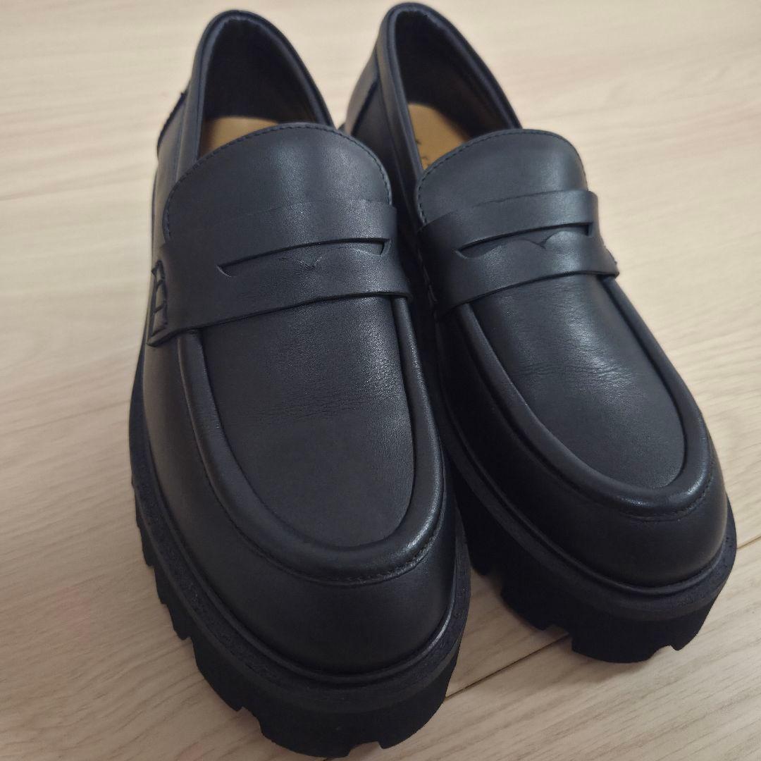 【美品】FABIO RUSCONI　本革　ローファー　厚底　チャンキーヒール　黒