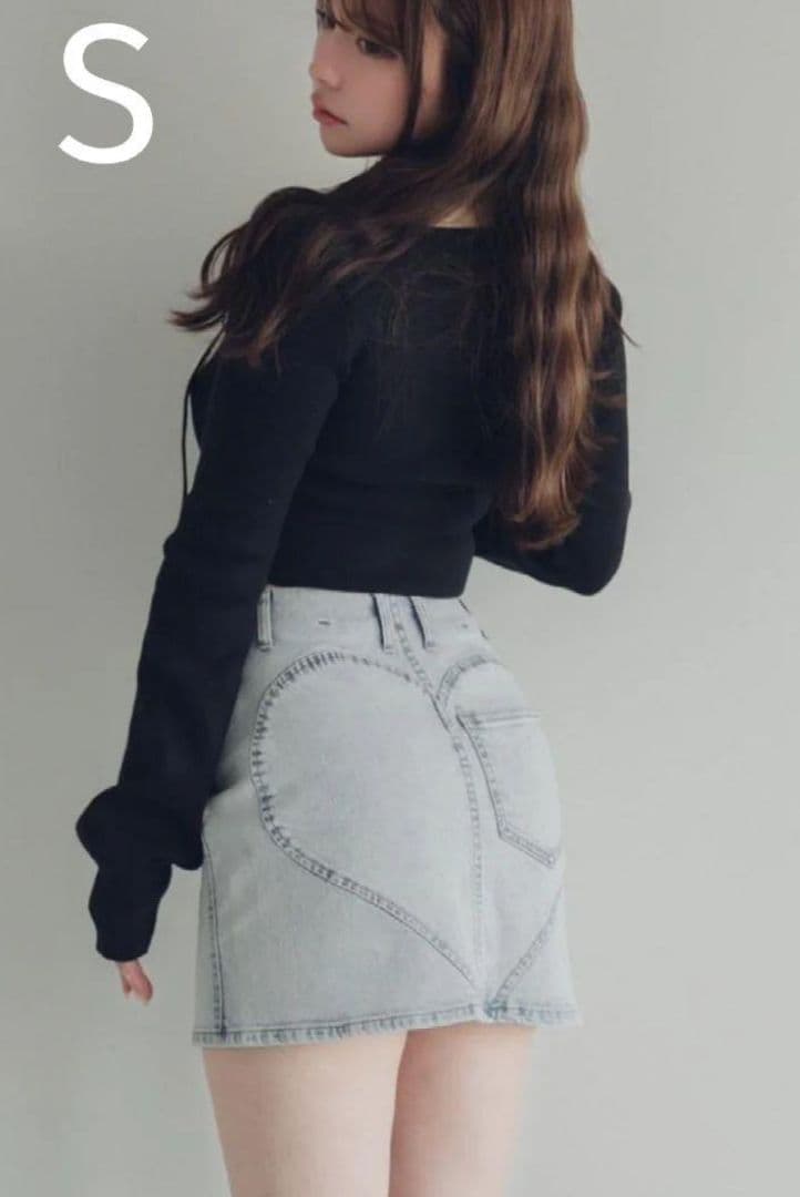 【ANDMARY】Heart hip denim skirt　S　新品タグ付き