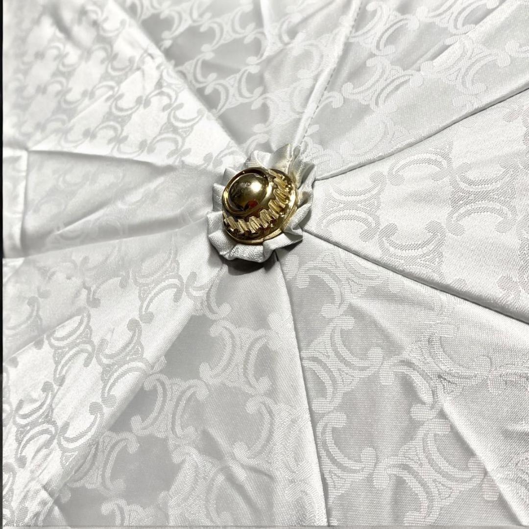 CELINE セリーヌ トリオンフ ゴールド金具 折りたたみ傘 雨傘 シルバー