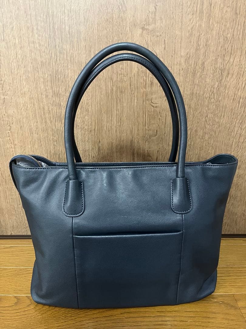 サザビー SAZABY レザー ラージサイズ トートバッグ ネイビー