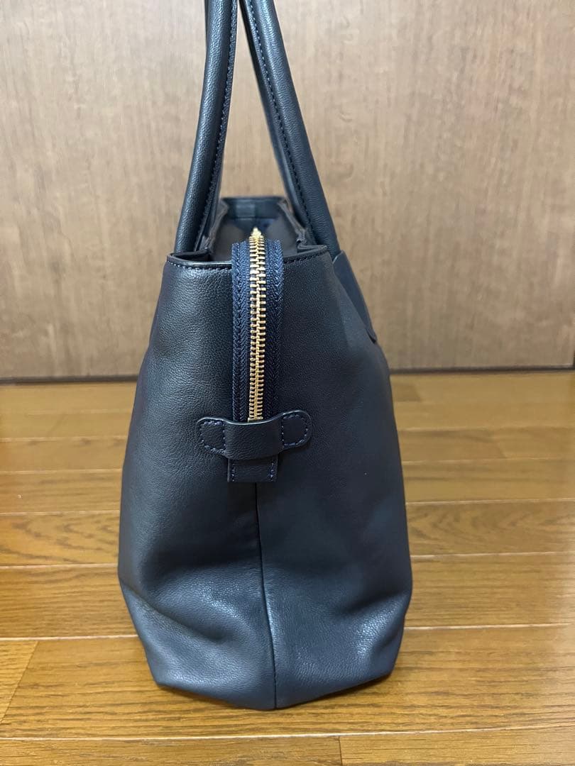 サザビー SAZABY レザー ラージサイズ トートバッグ ネイビー
