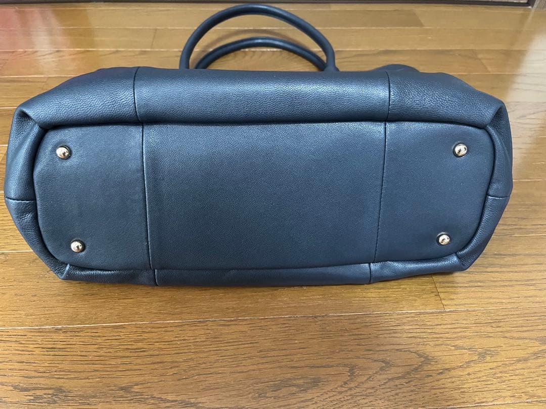 サザビー SAZABY レザー ラージサイズ トートバッグ ネイビー