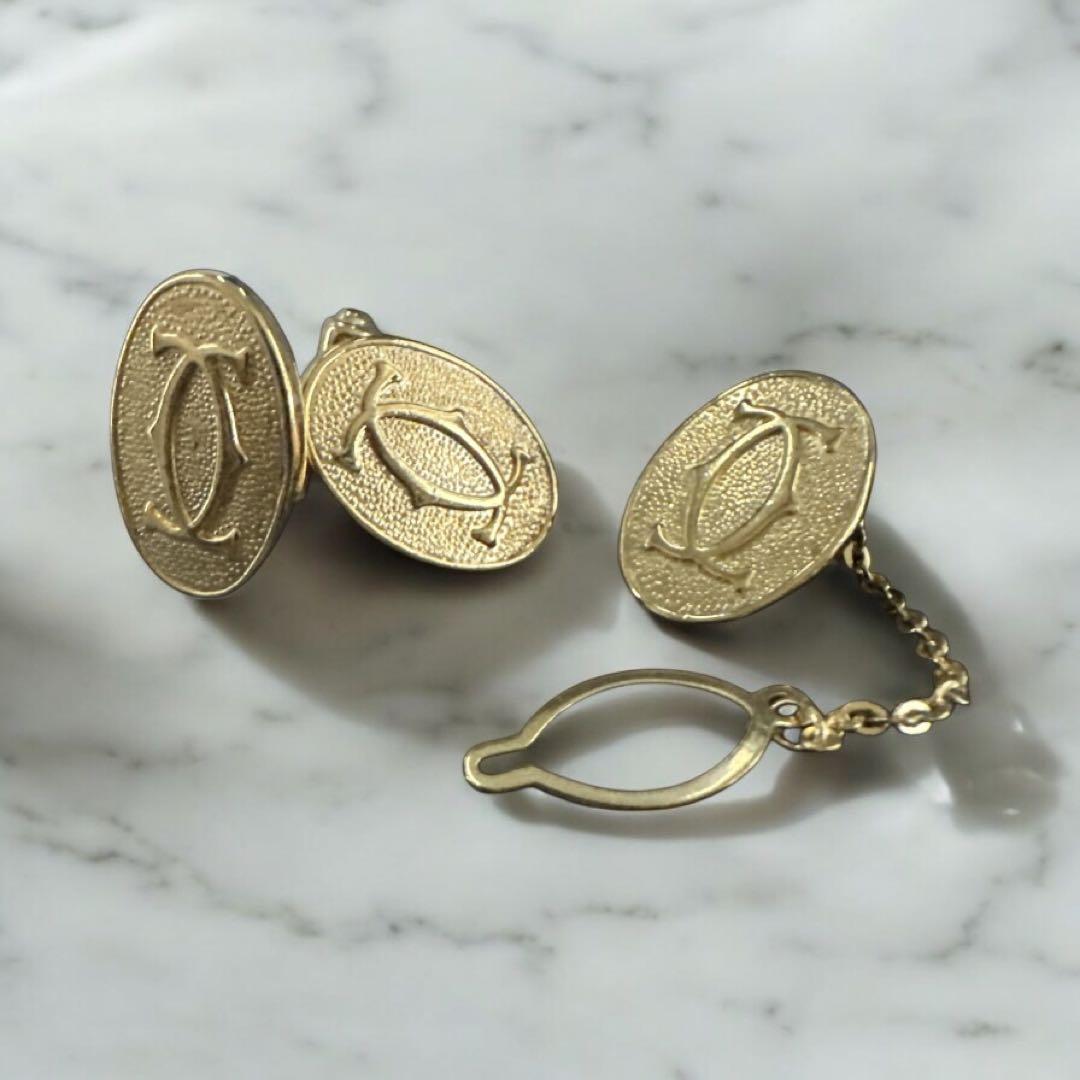 美品　オールド　Cartier カルティエ　カフスタイタックセット　ゴールド