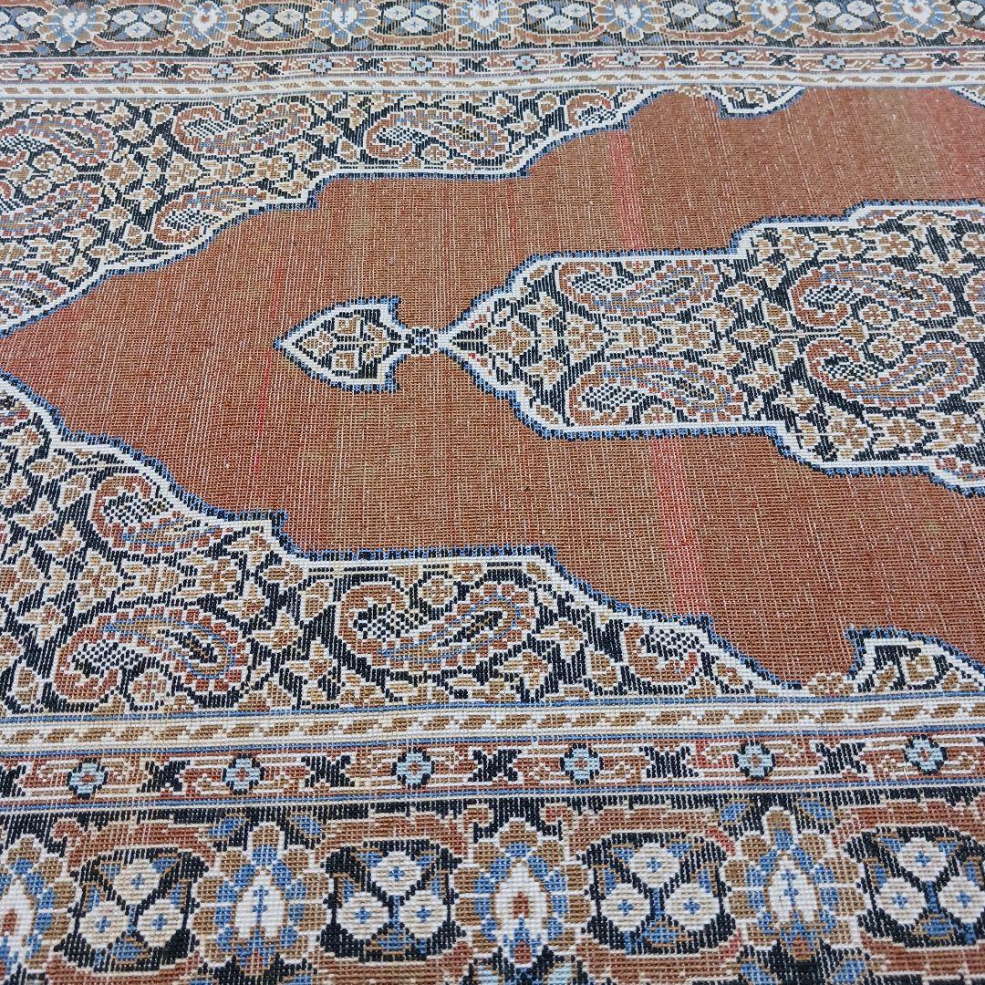 Y3211 高級中国緞通 シルク100% 手織り260段 95×48㎝