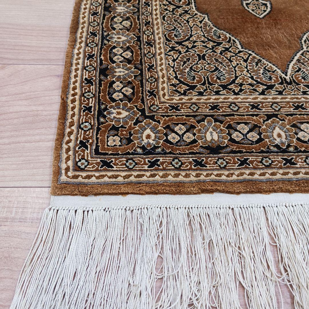 Y3211 高級中国緞通 シルク100% 手織り260段 95×48㎝