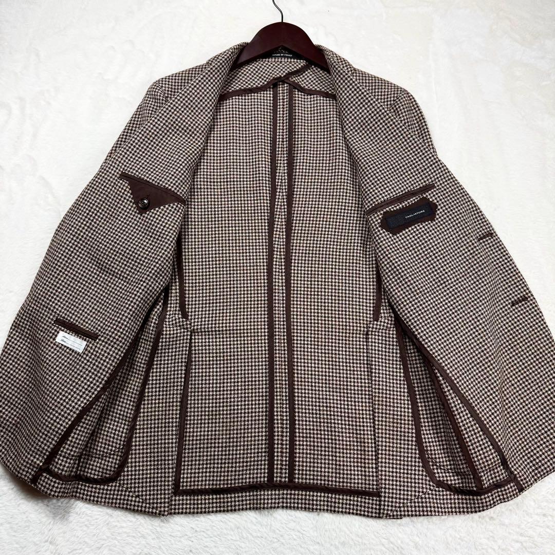 極美品タリアトーレ テーラードジャケット 千鳥格子柄 シルク 麻44