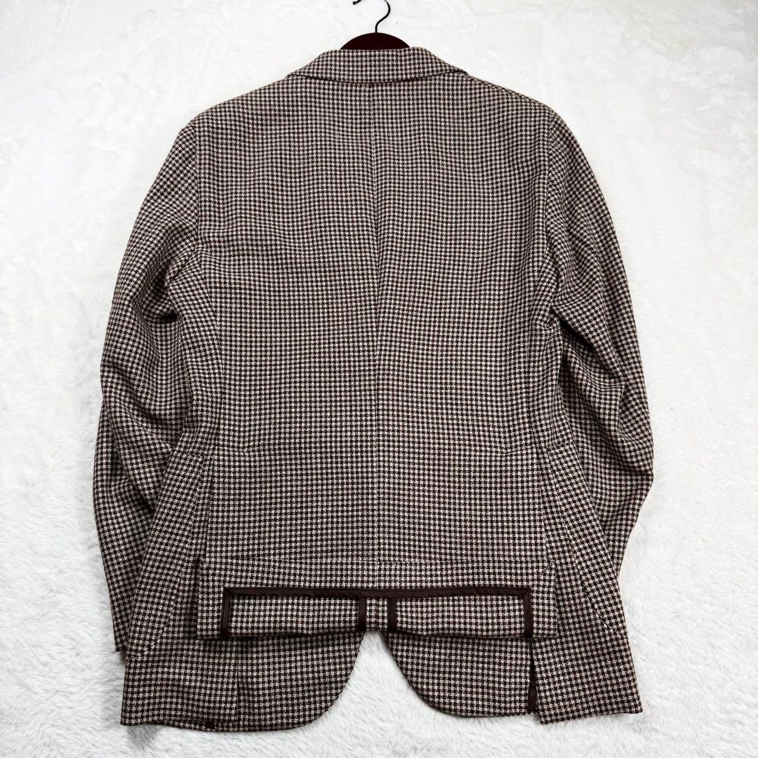 極美品タリアトーレ テーラードジャケット 千鳥格子柄 シルク 麻44