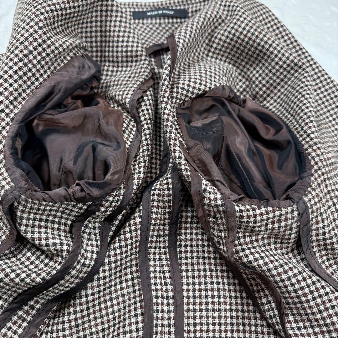 極美品タリアトーレ テーラードジャケット 千鳥格子柄 シルク 麻44